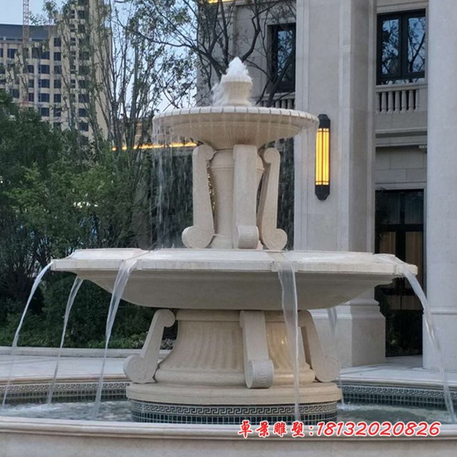 汉白玉喷泉石雕别墅景观雕塑