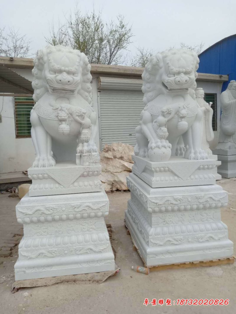 汉白玉狮子雕塑寺庙动物石雕