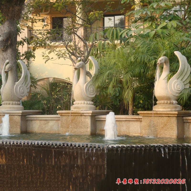 汉白玉天鹅喷泉别墅景观雕塑