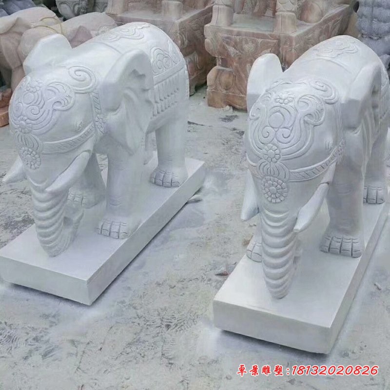 汉白玉招财大象公园动物石雕 