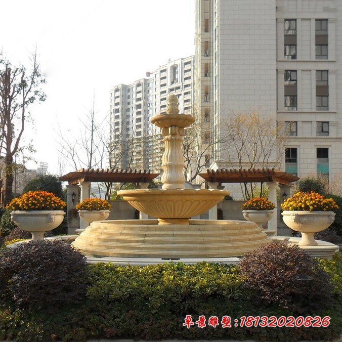 户外喷泉石雕多层喷泉雕塑