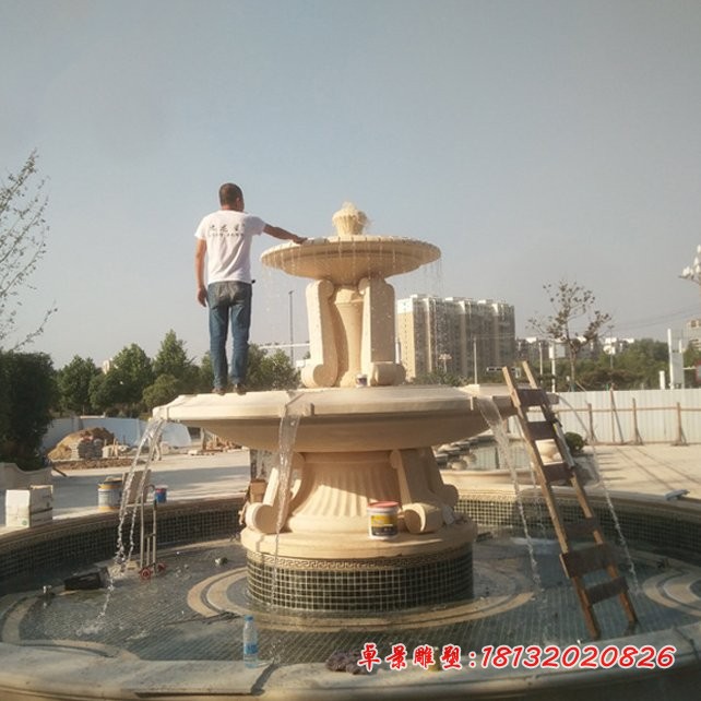 户外喷泉石雕多层喷泉雕塑