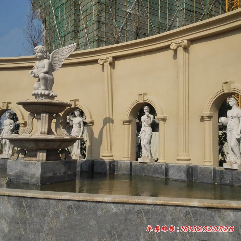 天使喷泉石雕别墅景观雕塑
