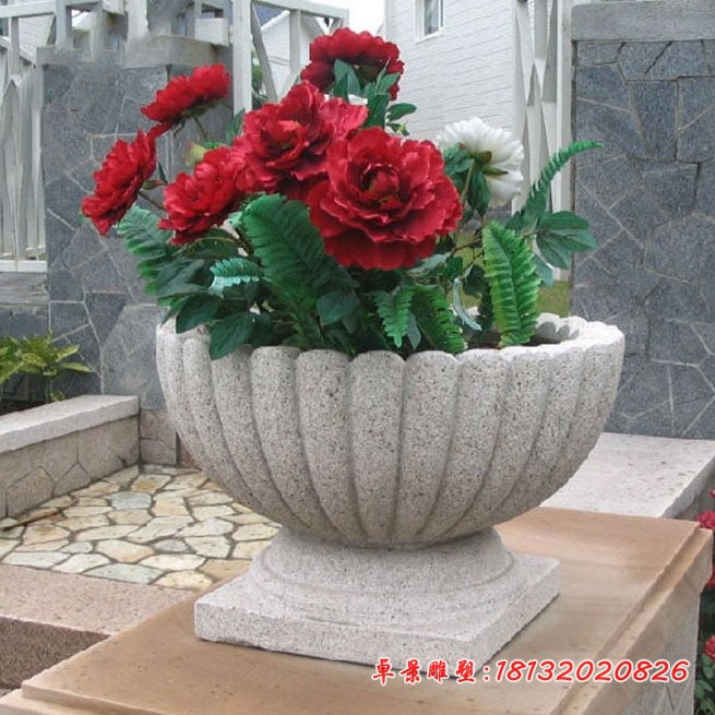 庭院景观石雕大理石花盆