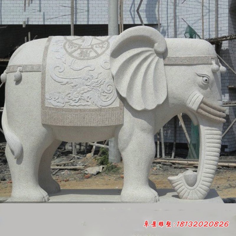 驮宝大象石雕园林景观石雕 