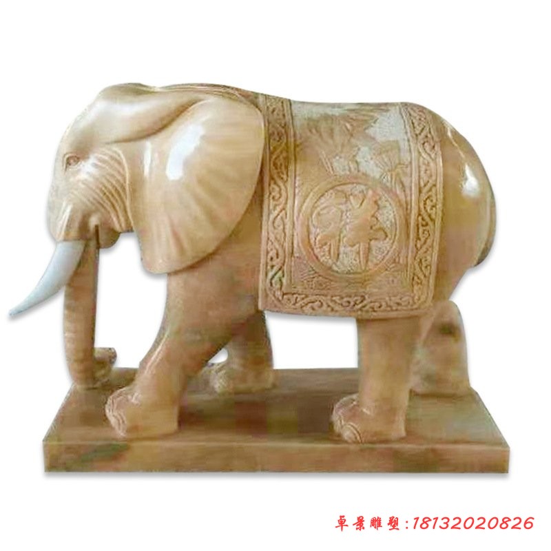 晚霞红大象招财动物雕塑 