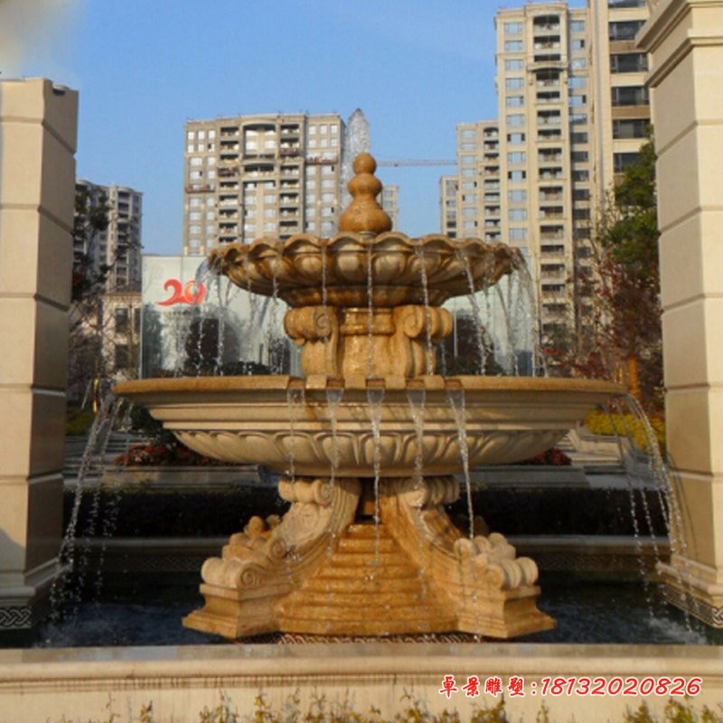 晚霞红喷泉雕塑大型喷泉石雕