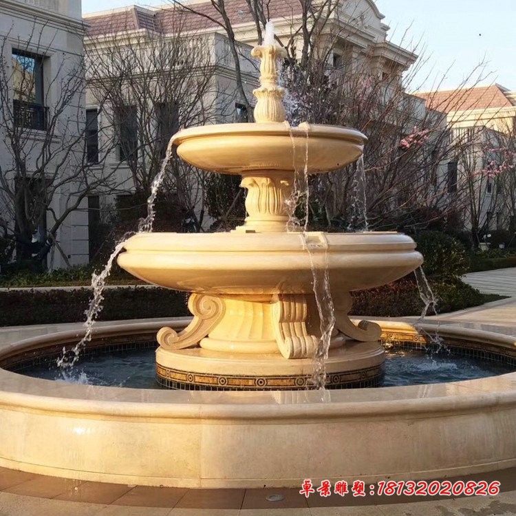 晚霞红喷泉雕塑小区景观石雕 