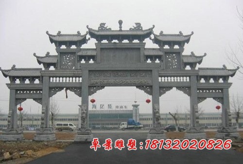 五门石牌坊大型牌坊石雕