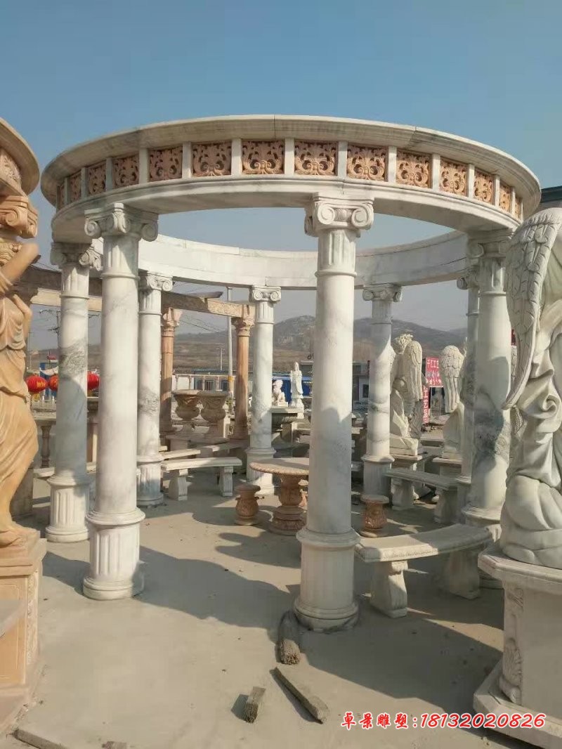草白玉欧式凉亭石雕