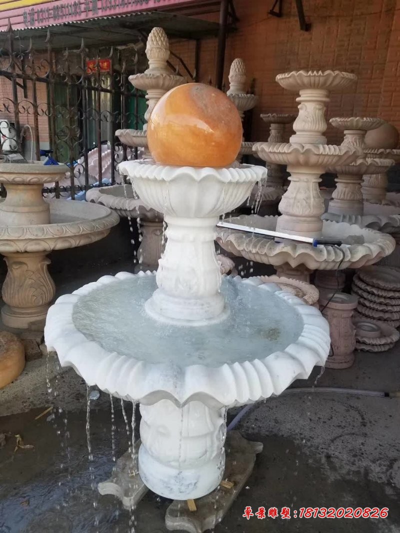 草白玉双层风水球