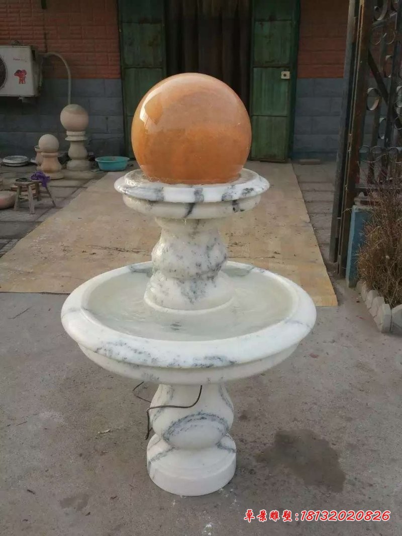 草白玉双层风水球