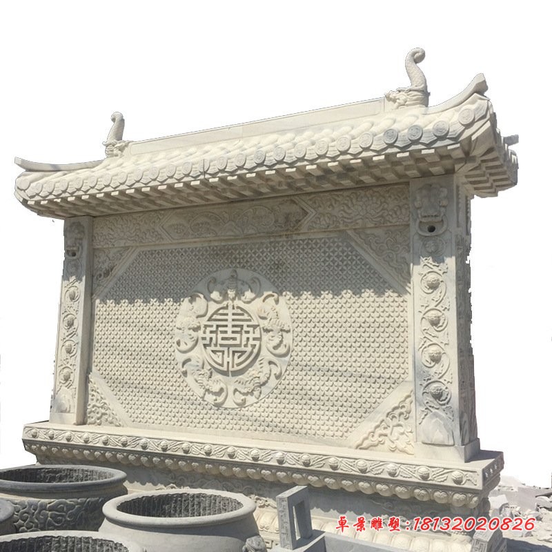 大理石蝙蝠福寿浮雕影壁