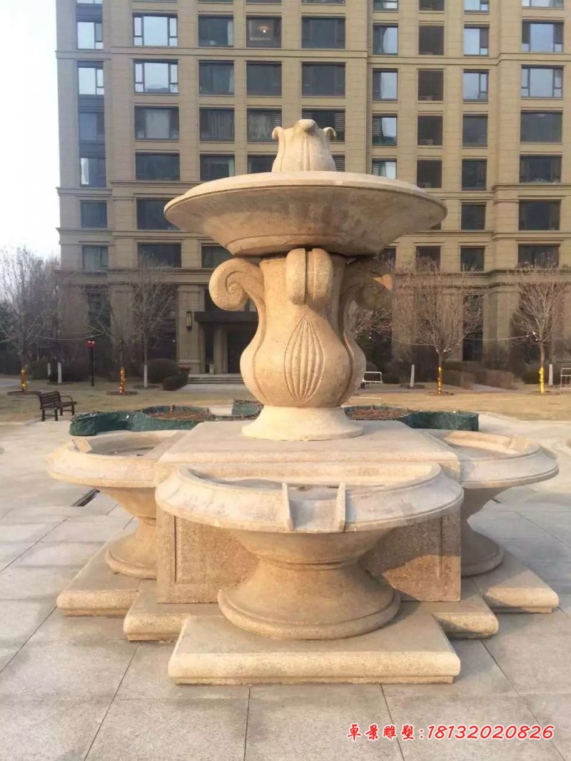 大理石花朵造型喷泉