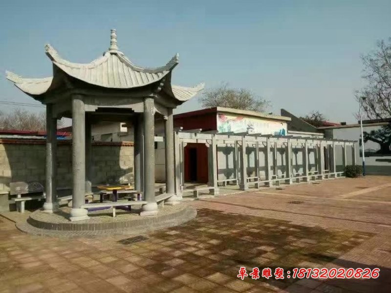 大理石六角凉亭走廊