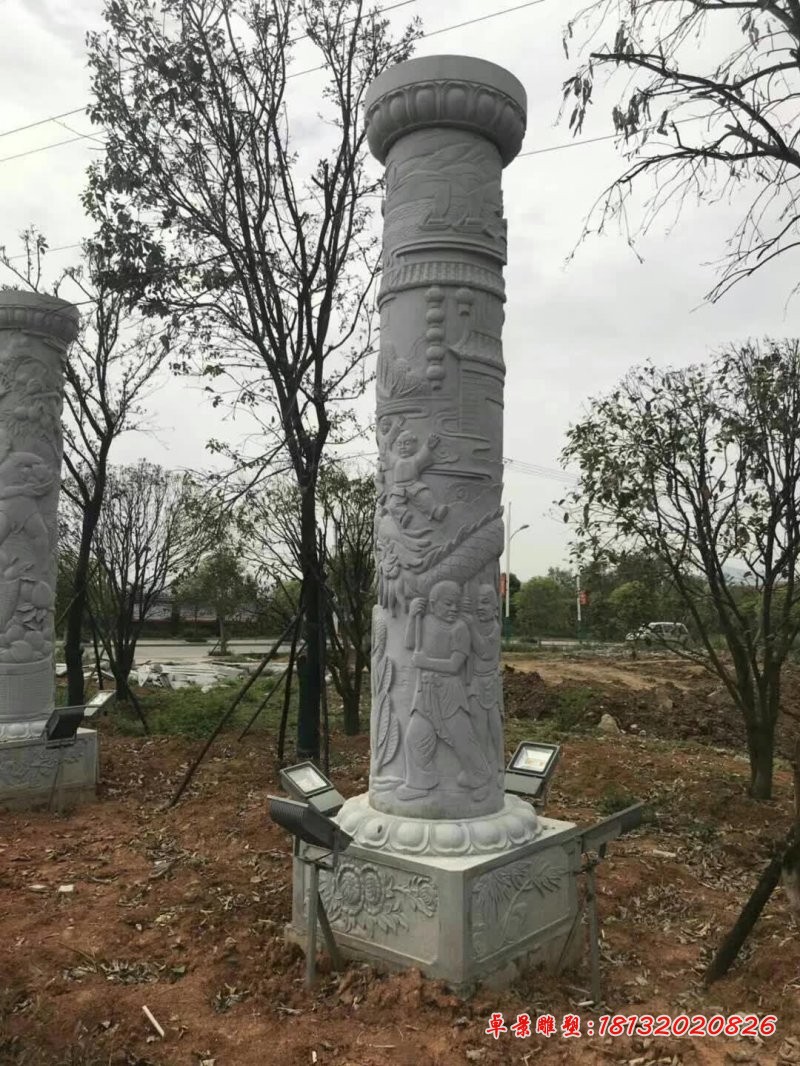 大理石民俗浮雕文化柱 
