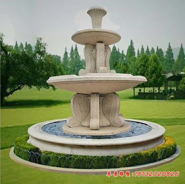 大理石欧式简约三层喷泉石雕