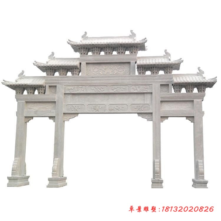 大理石三门五楼牌坊