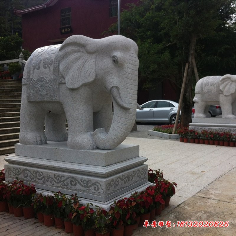 大理石大象公园动物石雕 