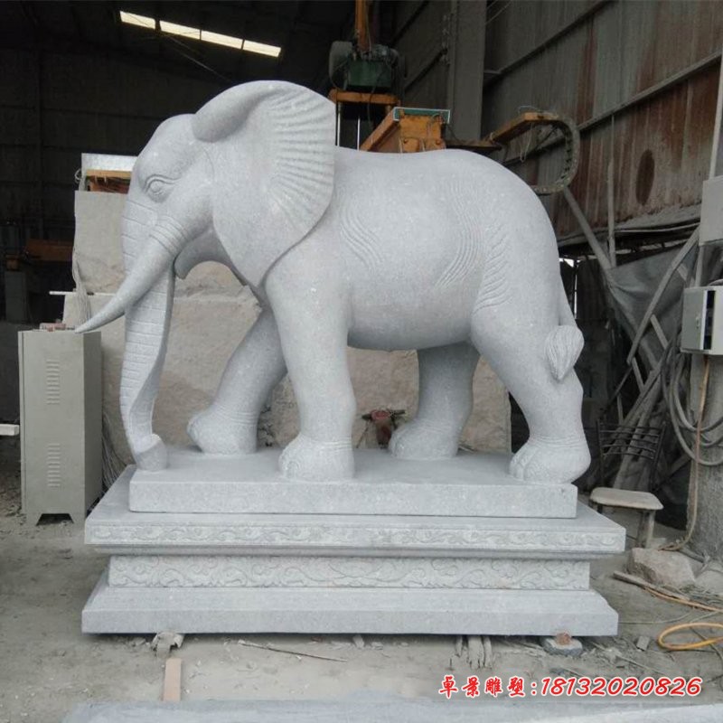 大理石大象公园动物石雕 