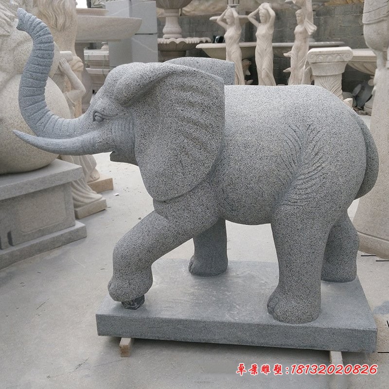 大理石大象公园动物石雕