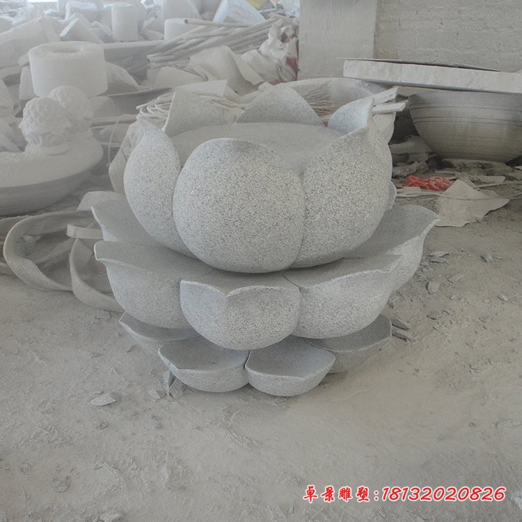 大理石荷花喷泉公园景观石雕 