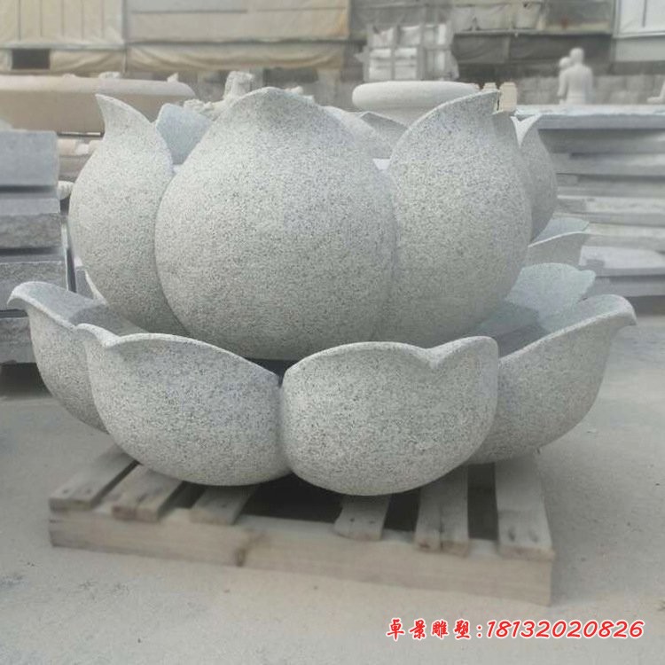 大理石荷花喷泉公园景观石雕 