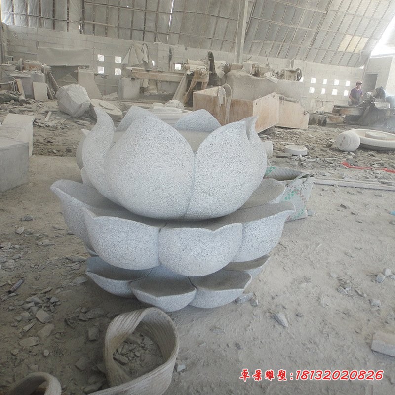 大理石荷花喷泉公园景观石雕 