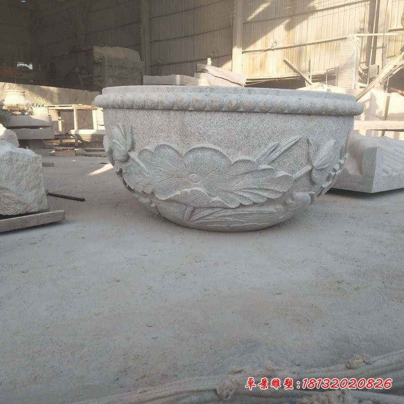 大理石花缸庭院景观石雕 