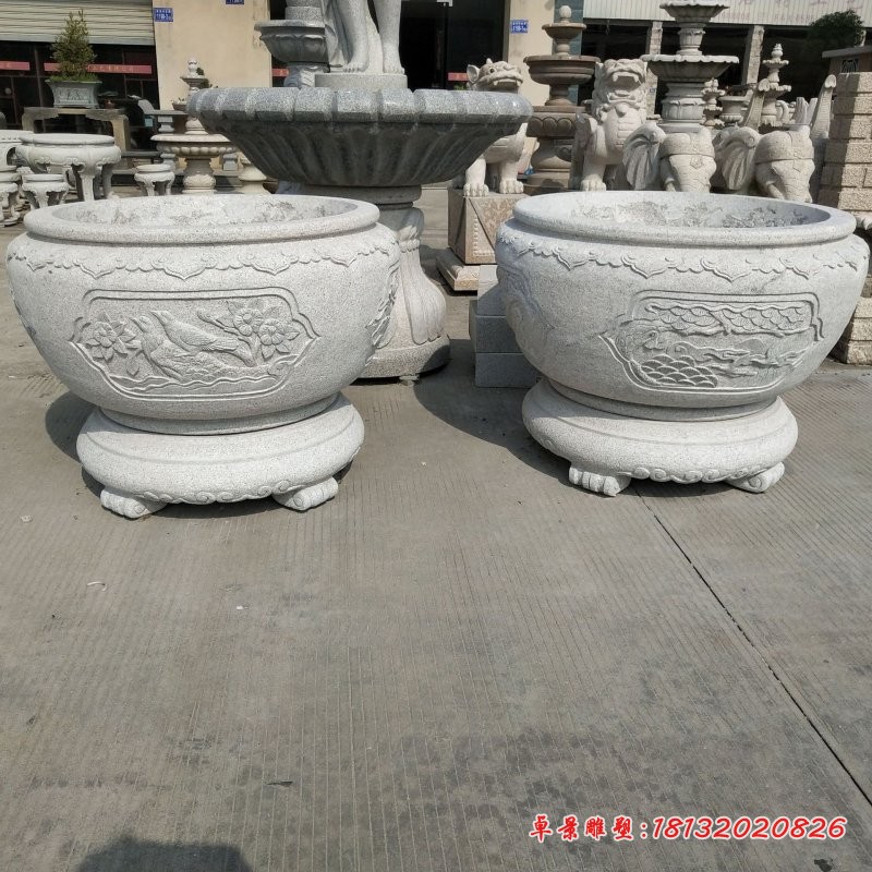 大理石花缸庭院景观石雕 