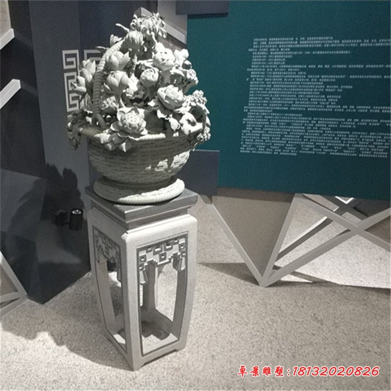 大理石花篮公园景观石雕 