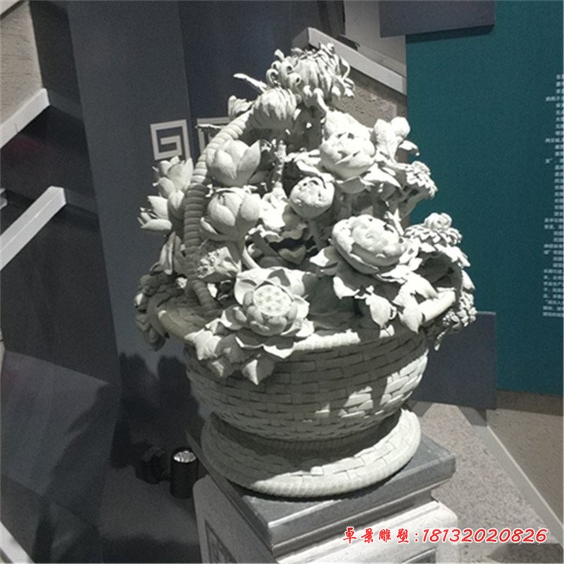 大理石花篮公园景观石雕