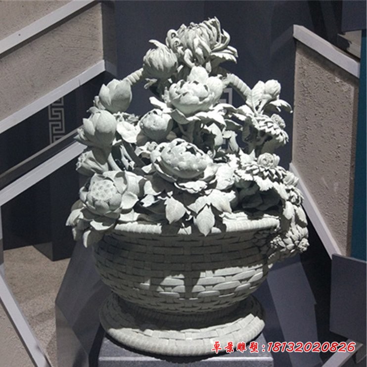 大理石花篮公园景观石雕 