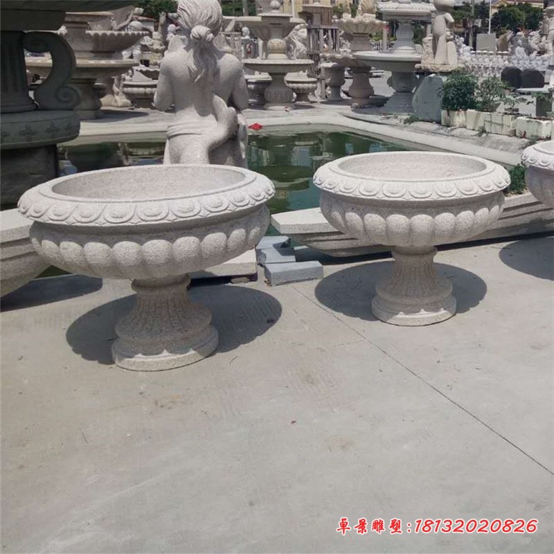 大理石花盆公园景观石雕 