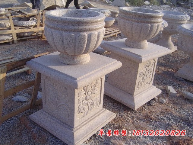 大理石花盆公园景观雕塑