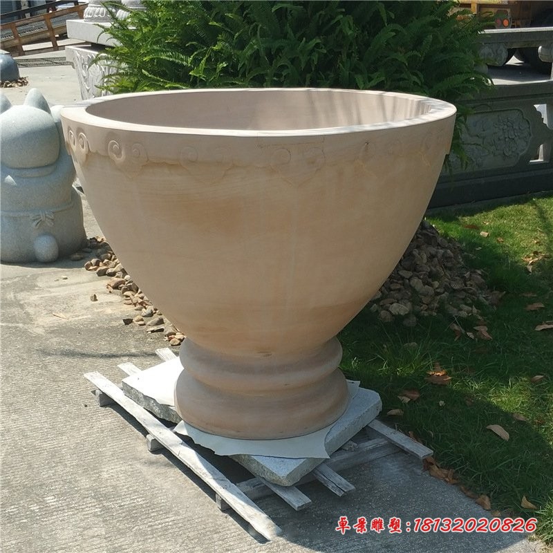 大理石花盆公园景观石雕