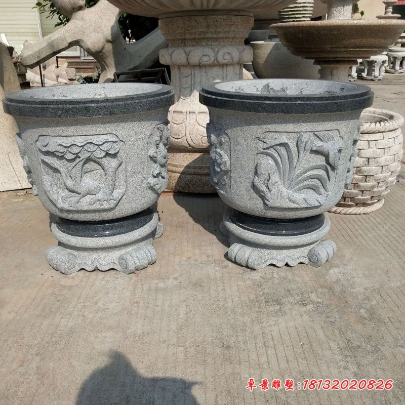 大理石花盆公园景观石雕 