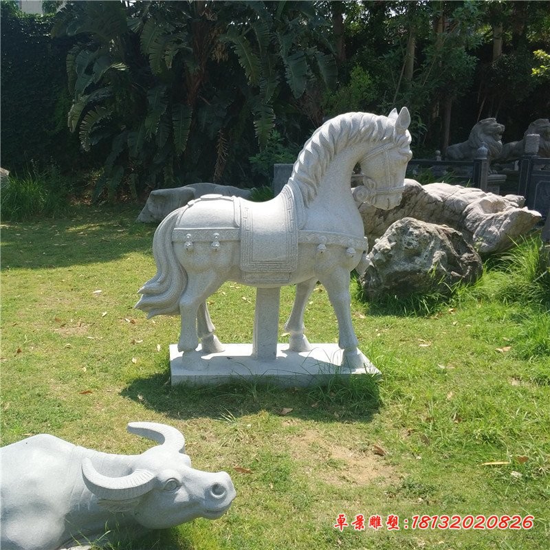 大理石马公园动物石雕