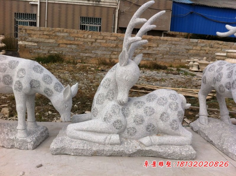 大理石梅花鹿公园动物石雕