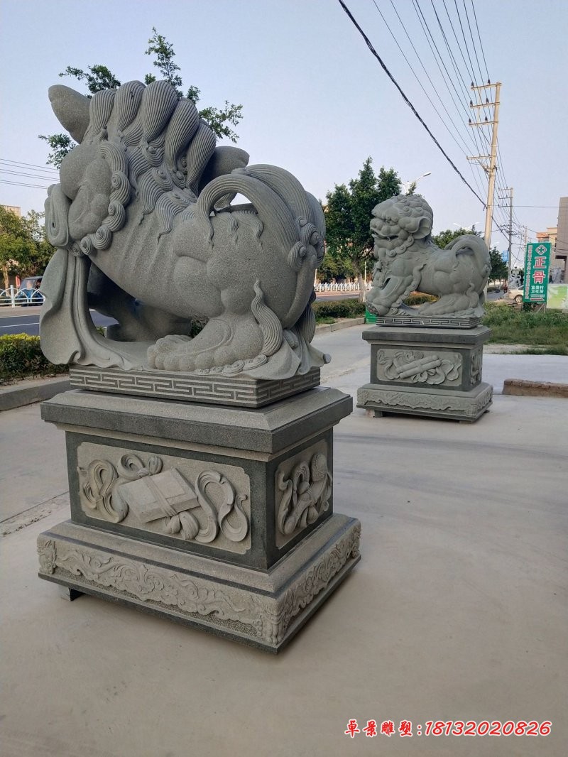 大理石狮子公园动物石雕