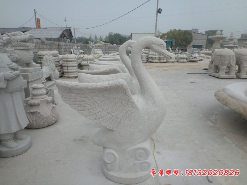 大理石天鹅喷泉公园景观石雕