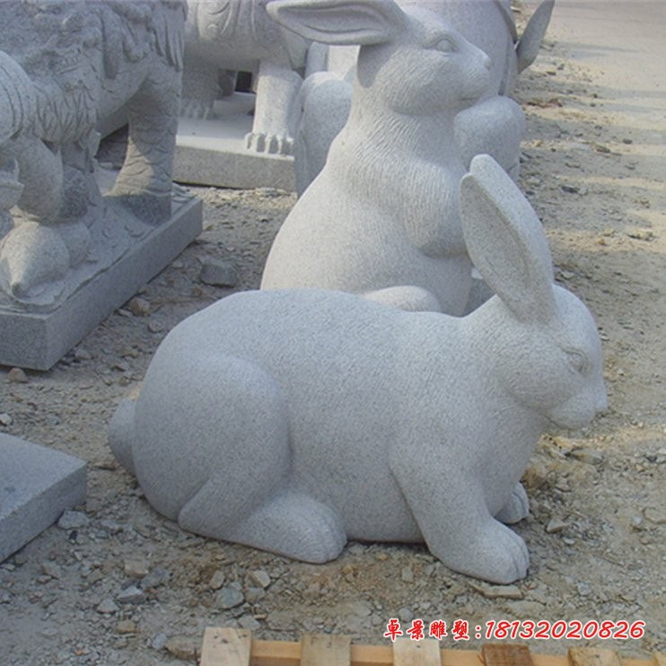 大理石兔子生肖兔石雕 