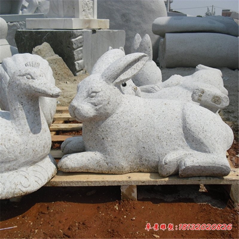 大理石兔子生肖兔石雕 