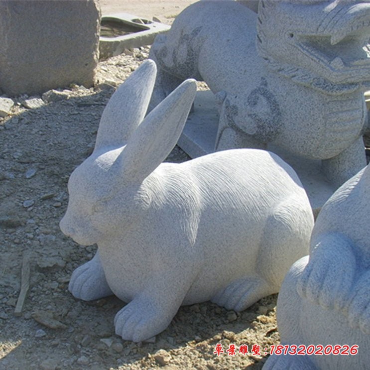 大理石兔子生肖兔石雕 