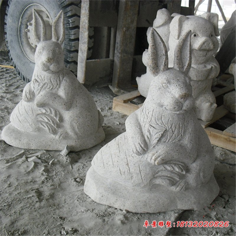大理石兔子生肖兔石雕