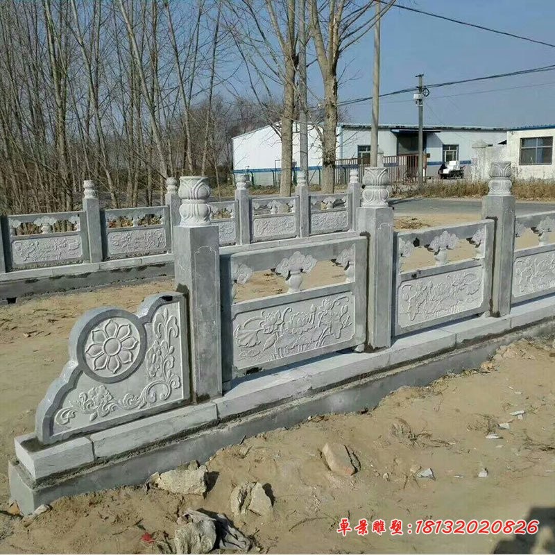 大理石桥梁荷花浮雕石栏板