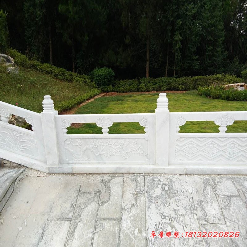 景区汉白玉梅兰竹菊浮雕石栏板