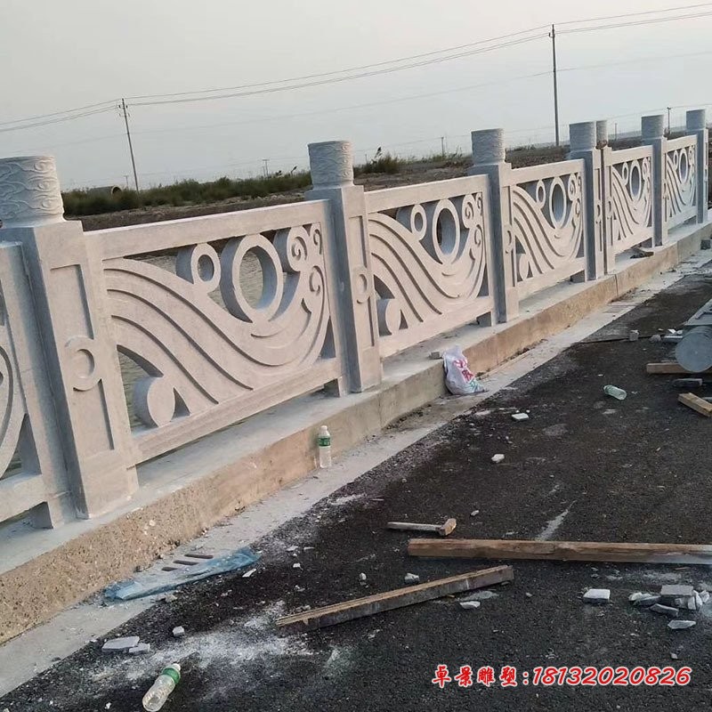 汉白玉浮雕栏板栏杆别墅庭院护栏石雕 (2)