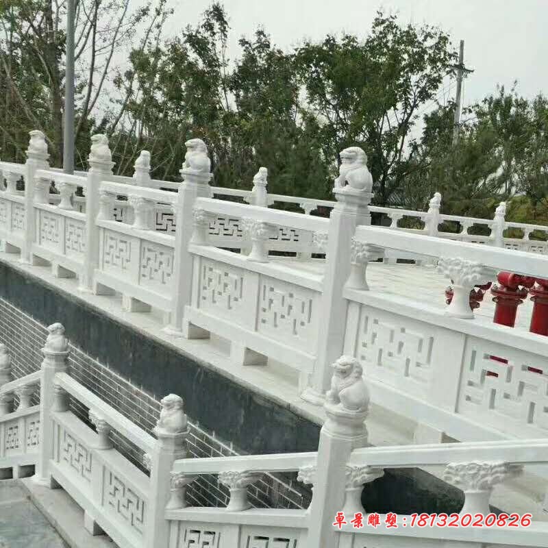汉白玉浮雕栏板栏杆河道桥梁护栏石雕 (5)
