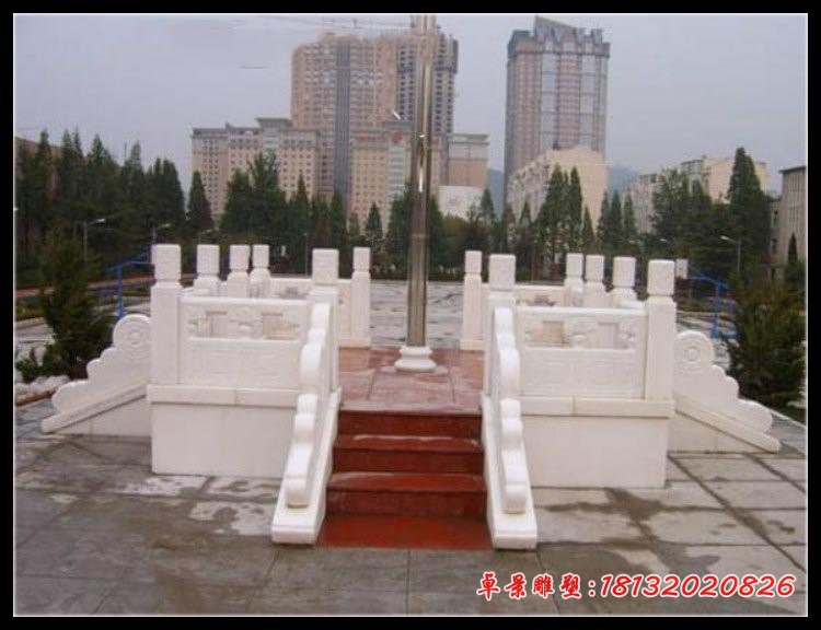 政府广场汉白玉升旗台石雕